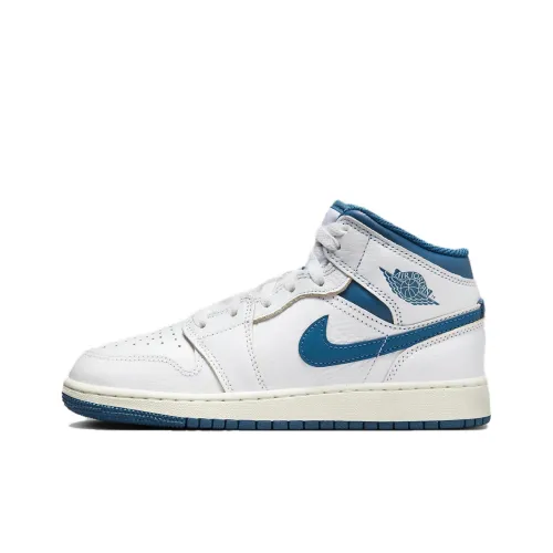 Jordan Air Jordan 1 Нижняя юбка Резистентные амортизаторы MID Топ KIDS Lifestyle Shoes Белый Синий