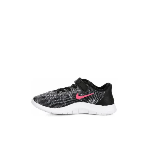 Nike Flex 2018 RN Slip-Resistant Anti-KICK Low Top Детские беговые кроссовки Черный Белый Красный для детей 3-7 лет