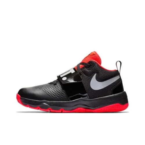 Nike Team Hustle D 8 Slip-Resistant Shock Absorbers Low Top Детские Баскетбольные Кроссовки Черный Красный Белый Подростки