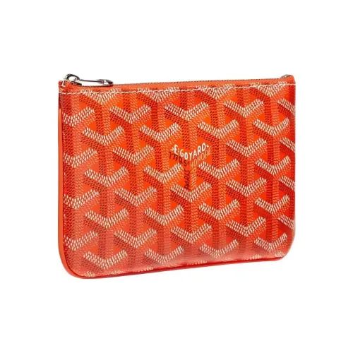 GOYARD SENAT Холст Телячья кожа Кошелек Держатель для карт Клатч Мини Унисекс Оранжевый