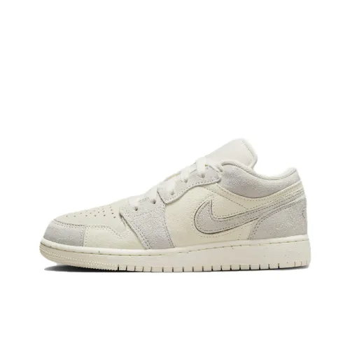 Jordan Air Jordan 1 Low SE противоскользящие низкий топ детские баскетбольные кроссовки бежево-коричневый для подростков