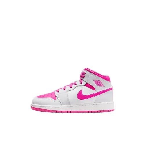 Jordan Air Jordan 1 Детские баскетбольные кроссовки MID Топ Розовый Школьный возраст