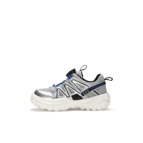 PONY Низкий Топ Дышащий Устойчивый к Сцеплению и Амортизация Детская Беговая Обувь Белый Серебряный Малыш