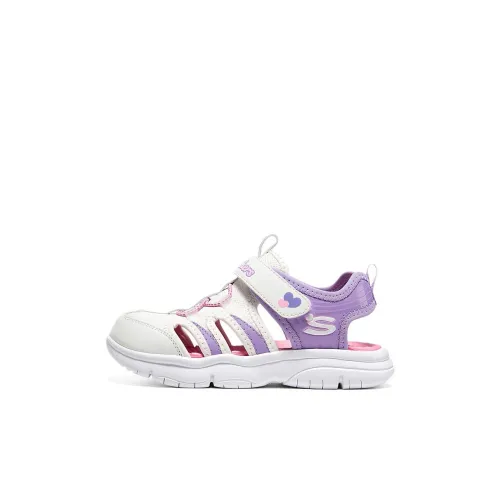 Skechers Kids Slip-Resistant Anti-KICK Children's Sandals White Purple Baby Skechers Kids Антислип-сандалии для детей с защитой от KICK белые и фиолетовые для малышей