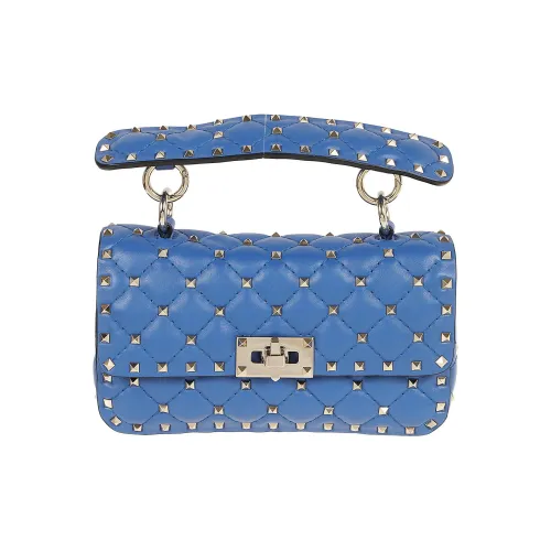Valentino ROCKSTUD SPIKE Lamb Nappa Crossbody Bag Handbag Small Women's Blue