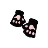 Глубокий черный, кошачья лапа, полупальцевые, бархатные перчатки