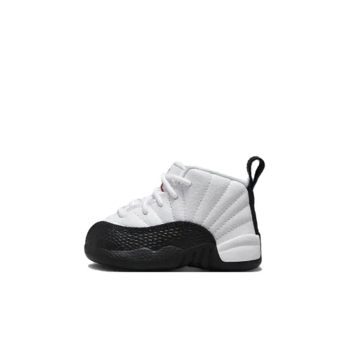 Jordan Air Джордан 12 RETRO TD Противоскользящий устойчивый к истиранию MID Топ Обувь для малышей Белый черный Infant And Toddler