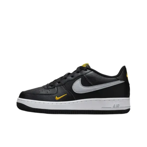 Nike Air Force 1 Slip Resistant Abrasion Resistant Низкий Топ Детские Скейтбординги Черный Серый Золотой Подростки