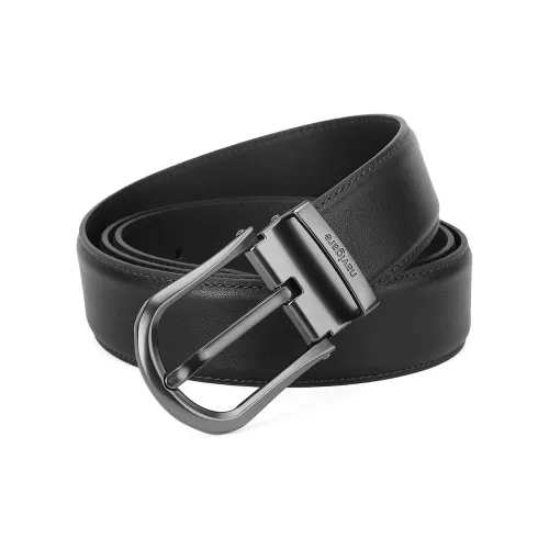 NAVIGARE Ремни из крупнозернистой текстуры коровьей кожи Мужские Черный Коричневый Ширина 3,4 см