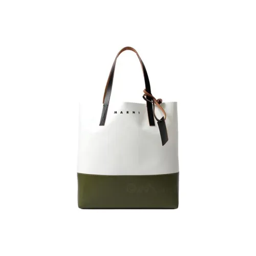 MARNI Коровья кожа Тоут Сумка Сумка для покупок Сумка Женская Лилия Белый Лист Зеленый