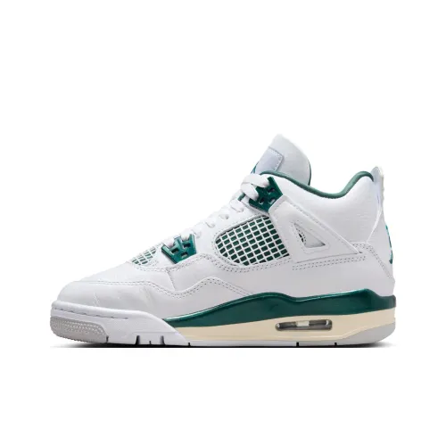 Jordan Air Джордан 4 Детские баскетбольные кроссовки MID Топ Белый/Oxidized Зеленый/Нейтральный Серый Унисекс