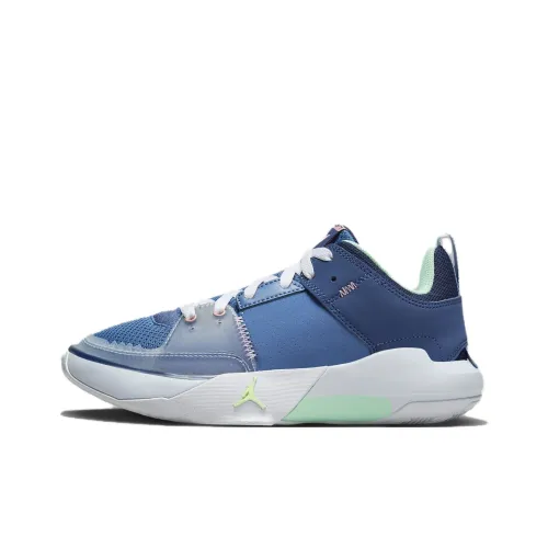 Джордан One Take 5 Амортизация Низкий Топ Детские Баскетбольные Кроссовки Синий Белый