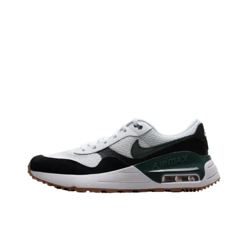 Nike Air Max SYSTM Детская беговая обувь Низкий топ Белый Черный Зеленый Школьный возраст