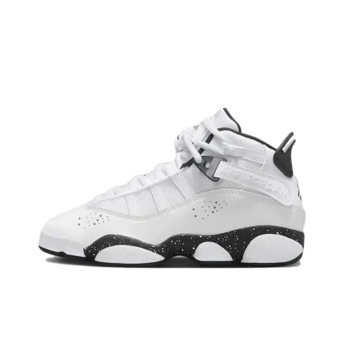 Jordan Air Jordan 6 Кольца Нескользящие Поддержка MID Топ Детские Баскетбольные кроссовки Белый Подростки