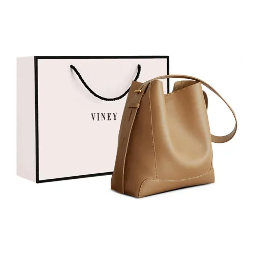 VINEY Сумка через плечо из коровьей кожи ведрообразная сумка большая женская цвет какао-коричневый
