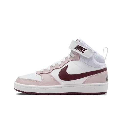 nike Court Borough Slip Resistant Abrasion Resistant MID Топ Детские Скейтбординги Бело-розовый Подростки