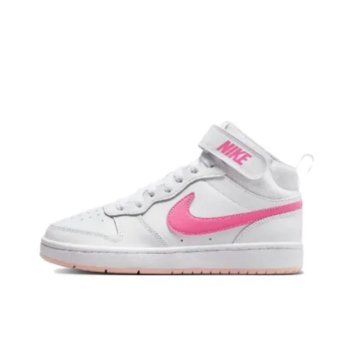 nike Court Borough MID 2 Амортизация Износостойкий MID Топ Детские Скейтбординги Бело-розовый Подростки