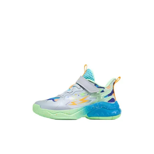 XTEP Детские баскетбольные кроссовки Low Top Moon GREY/Frozen Green Pre School