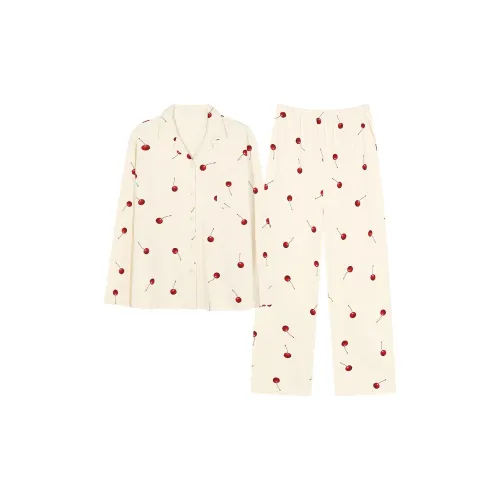 PBENO PD Пижамный комплект Женский Белый Вишня