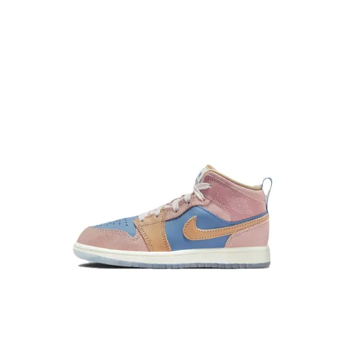 Jordan Air Jordan 1 MID SS'Дзен' Противоскользящий Устойчивый к истиранию Дышащий MID Топ Детские Скейтбординги