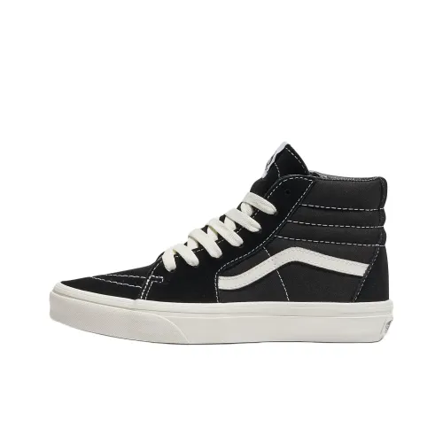 Vans SK8 HI Устойчивый к истиранию высокий топ для детей для скейтбординга Черный Белый Подростки