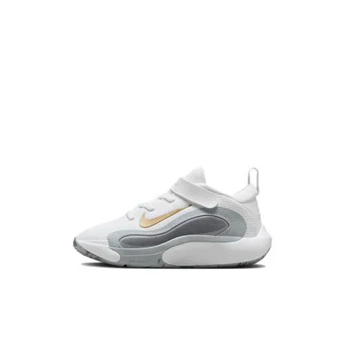 Nike ISOFLY Детские баскетбольные кроссовки Low Топ Белый/Холодный серый/Волчий серый/Металл Dazzling Золотой Для дошкольников
