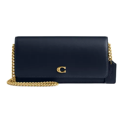COACH Телячья кожа Кошелек Сумка через плечо Мини Женская Темно-морская синяя
