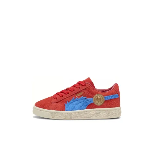 PUMA ONE PIECE Suede Детские Скейтбординги Низкие Кеды Красные Для Детей Дошкольный