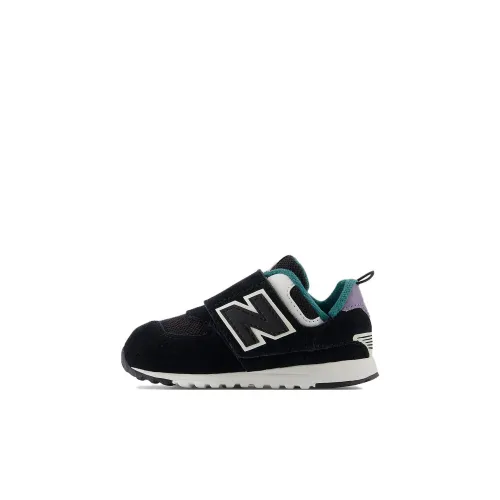 New Balance 574 Новый B Hook Loop Низкие Кеды для Малышей Черные Фиолетовые Infant и Toddler