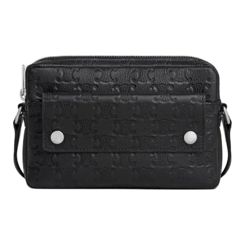 CELINE Triomphe Телячья кожа Сумка через плечо Сумка на плечо Мини Мужская Черная