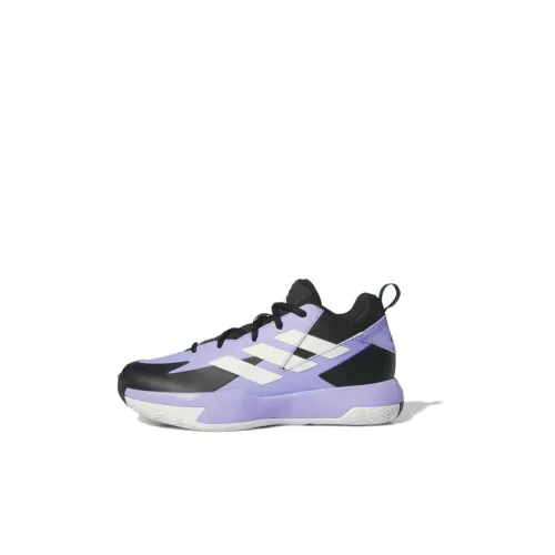 Adidas Cross Em Up Slip Resistant Abrasion Resistant Низкий Топ Детские Баскетбольные Кроссовки Черный Фиолетовый Детский