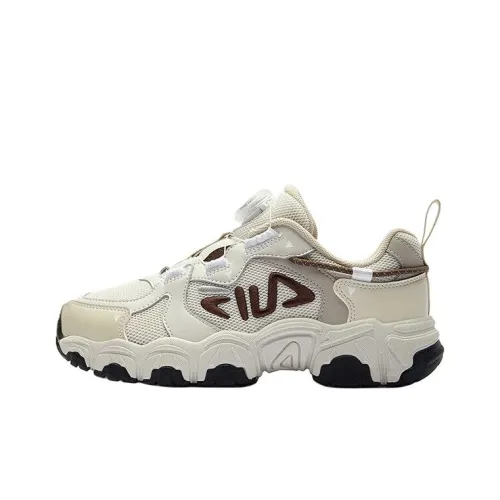 FILA KIDS Противоскользящий Анти-KICK Дышащий Поддерживающий Низкий Топ Детская Беговая Обувь Белый Песочный Серый Песочный Розовый