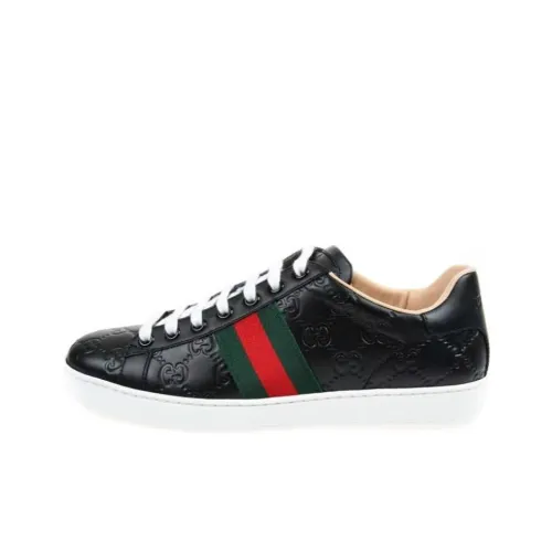 GUCCI Ace Low Топ Скейтборд Кроссовки Женские Черные