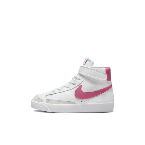 nike Blazer '77 BP Амортизация Износостойкий MID Топ Детские Скейтбординги Бело-розовый Дети Возраст 3-7 Лет