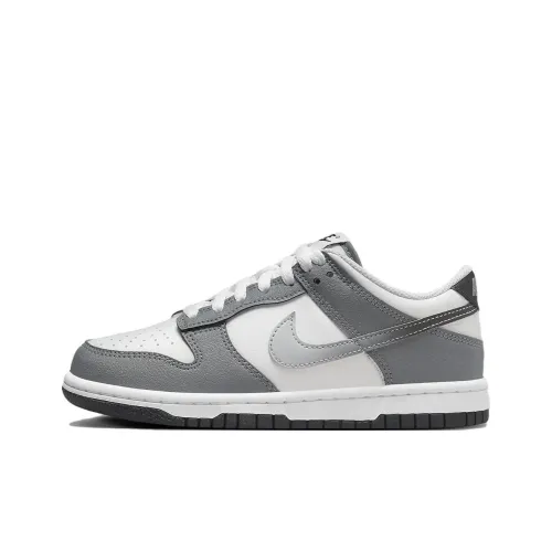 Nike Dunk Low Топ Детские Скейтбординги Бело-серый Подростки