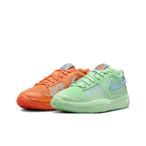 Nike Ja 1 Ja Morant 1 Дышащий Легкий Амортизация Низкий Топ Детские Баскетбольные Кроссовки Оранжевый Зеленый