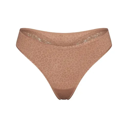 SKIMS FW24 SHINE FOUNDATIONS Кружево Стринг Нижнее белье Женские 1 шт Sienna Микро Леопардовый принт Природный Микро Леопардовый принт