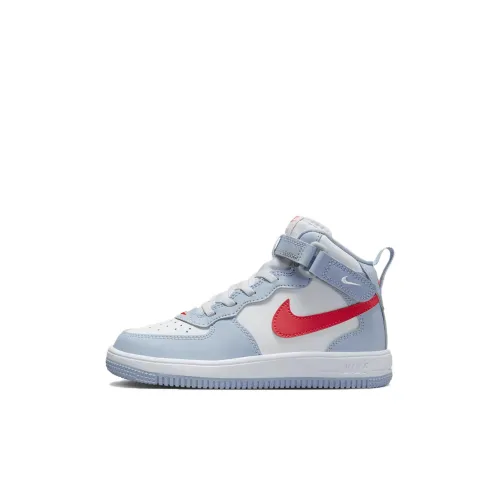 nike Force 1 MID Нескользящий Легкий Низкий Топ Детские Скейтбординги Светло-синий для детей 3-7 лет