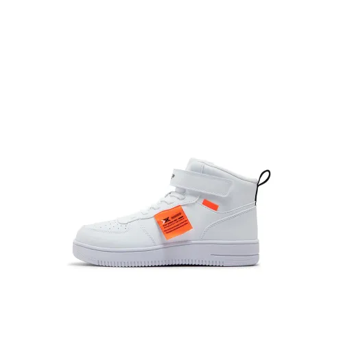 XTEP Детские Скейтбординги High Top Новый Белый/Неон Ярко-Оранжевый Kids