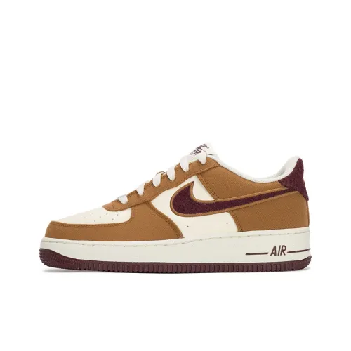 Nike Air FORCE 1 LV8 3 Устойчивый к истиранию Дышащий Низкий Топ Детский Скейтбординг Коричневый Бежевый