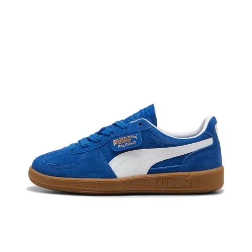 PUMA Palermo Series Детские Скейтбординги Низкий Топ Кобальтовый Глазурный Синий PUMA Белый Школьный