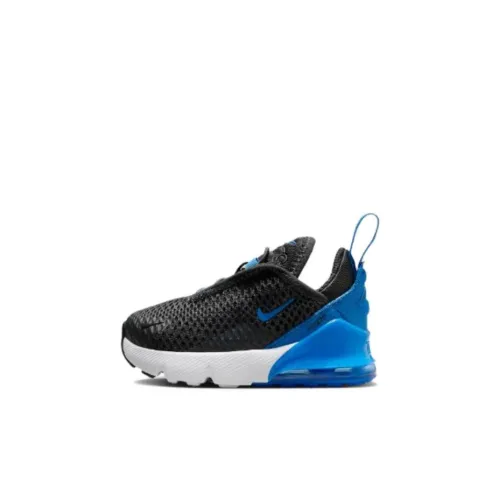 Nike Air Max 270 TD Амортизация Износостойкий Низкий Топ Обувь для малышей Черный Белый и Синий Infant And Toddler