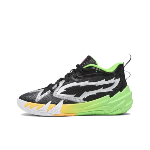 NBA 2K X PUMA Scoot 1 Zeros Амортизация Износостойкий Низкий Топ Детские Баскетбольные Кроссовки Черный Зеленый Подростки