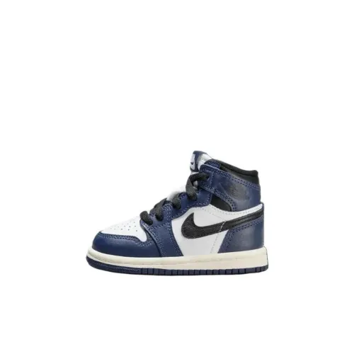 Jordan Air Jordan 1 Устойчивая к истиранию высокая обувь для малышей Белый Синий Infant и Toddler