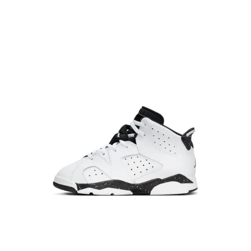 Jordan Air Jordan 6 Противоскользящие Устойчивые к износу MID Топ Детские Баскетбольные кроссовки Белый Черный Детский