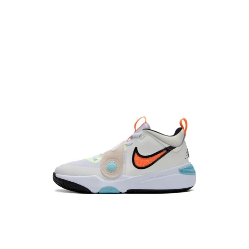 Nike Team Hustle D 11 Slip-Resistant Abrasion-Resistant Low Top Children's Basketball Shoes White Orange Infant