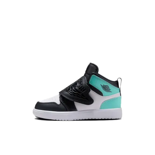 Предшкола Jordan Sky Jordan 1 Противоскользящий Устойчивый к истиранию MID Топ Детские Баскетбольные Кроссовки Черный Зеленый