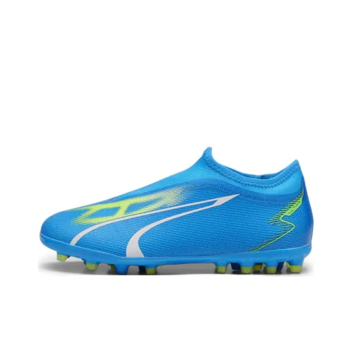 PUMA ULTRA MATCH LL FG/AG Детская футбольная обувь, низкий топ, синий, белый, зеленый, школьный возраст