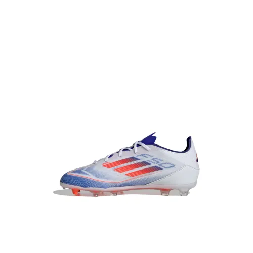 Adidas F50 PRO Детские футбольные бутсы Низкий топ Белый/Красный Флуоресцентный/Ярко-синий Kids