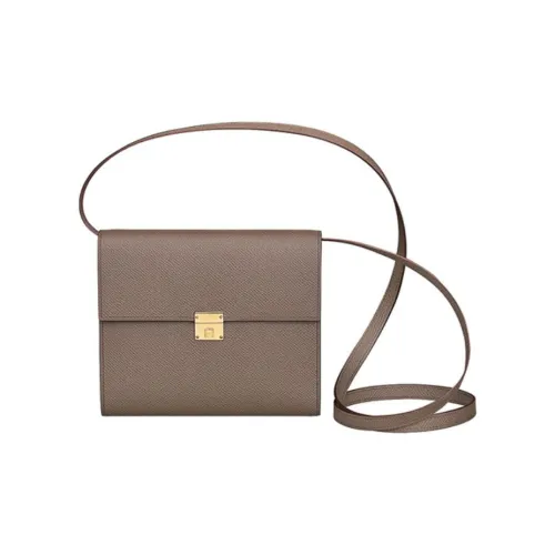 HERMES Clic Кошелек из коровьей кожи Сумка через плечо Женская Цвет слоновая серый